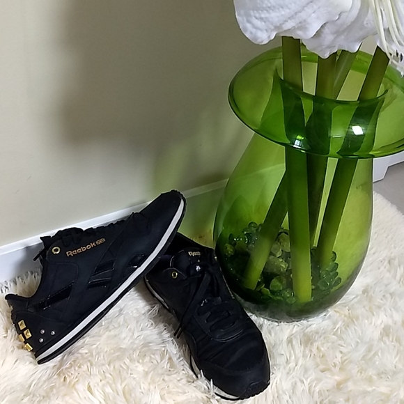 Reebok Shoes - Women's Reebok Classic Black with Gold/Silver Stud